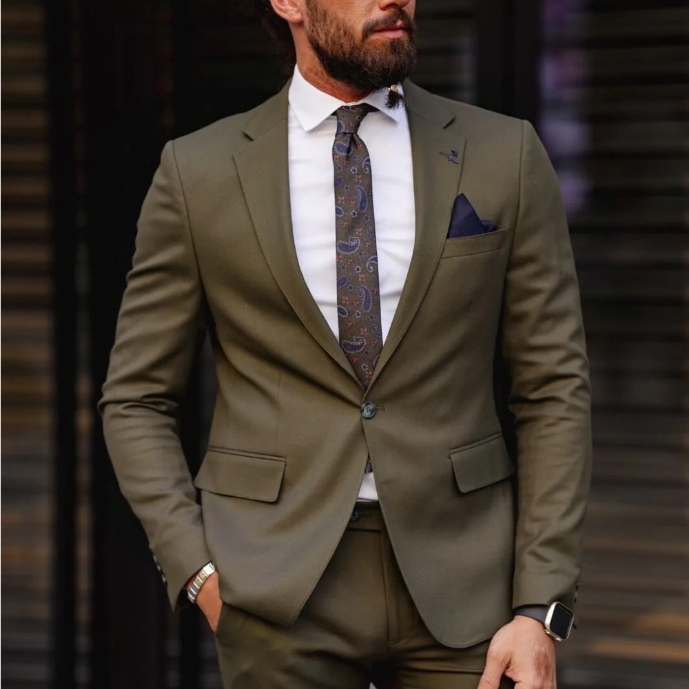 John Varvatos Dark Olive Suit slim fit 44L